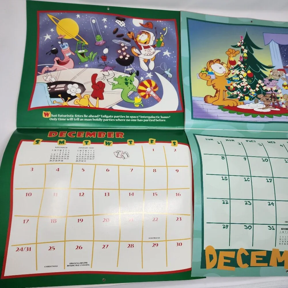 Lot of 2 Vtg 2000 & 2002 Garfield the Cat Wall Calendars 13